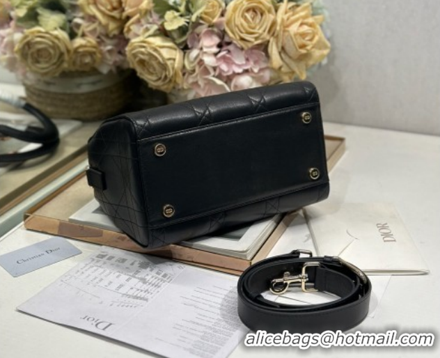 Low Cost Dior Lady Dior Small Top Handle Bag in Cannage Smooth Leather 1440S Black 2026