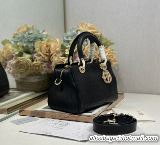 Low Cost Dior Lady Dior Small Top Handle Bag in Cannage Smooth Leather 1440S Black 2026