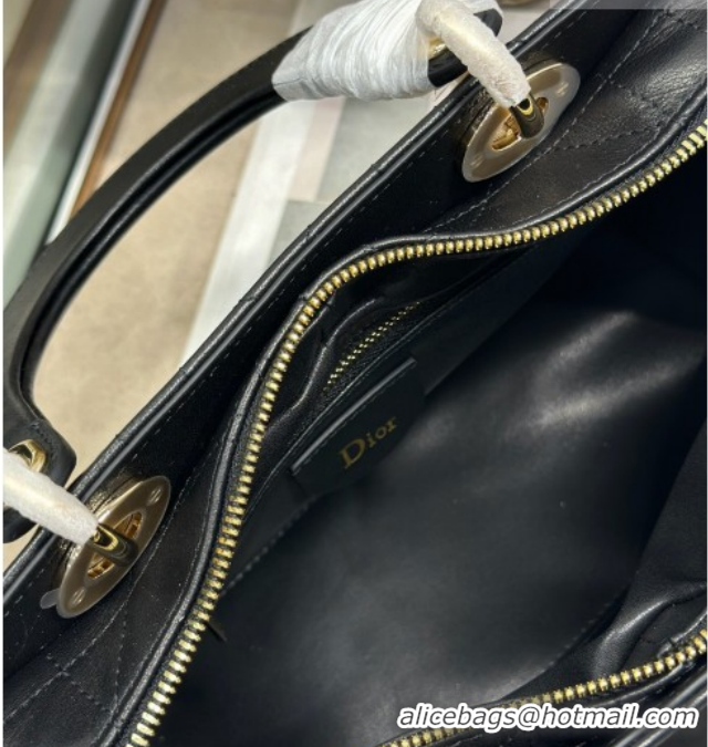 Low Cost Dior Lady Dior Small Top Handle Bag in Cannage Smooth Leather 1440S Black 2026
