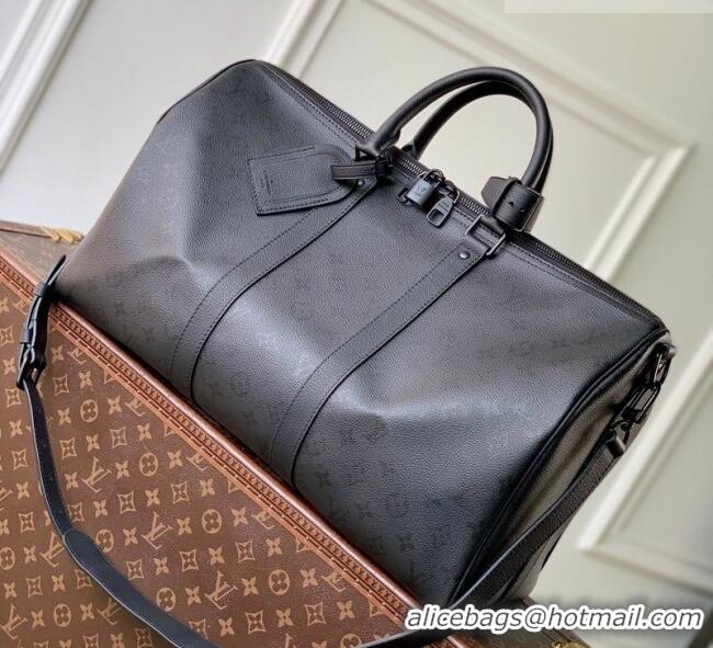 Grade Design Louis Vuitton Men's Keepall Bandouliere 45 Travel Bag in Black Monogram Midnight Canvas M28403 2026