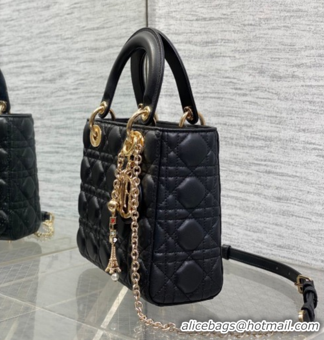 Stylish Dior Small Lady Dior My ABCDior Bag in Cannage Lambskin Leather Black DR012602 2026
