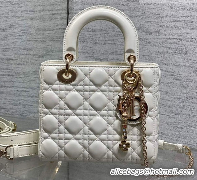 Duplicate Dior Small Lady Dior My ABCDior Bag in Cannage Lambskin Leather DR012602 White 2026