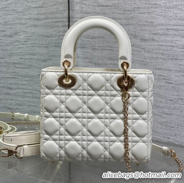 Duplicate Dior Small Lady Dior My ABCDior Bag in Cannage Lambskin Leather DR012602 White 2026