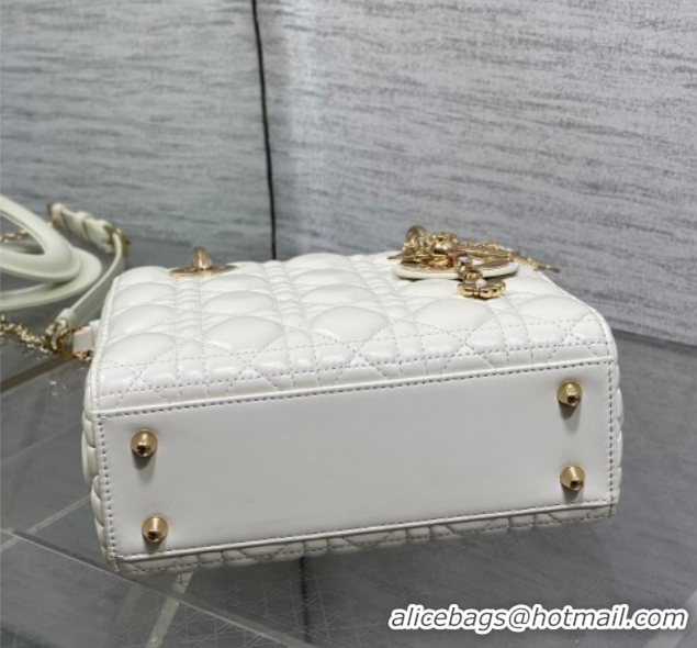 Duplicate Dior Small Lady Dior My ABCDior Bag in Cannage Lambskin Leather DR012602 White 2026