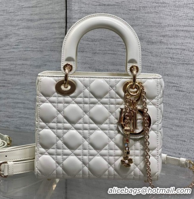 Duplicate Dior Small Lady Dior My ABCDior Bag in Cannage Lambskin Leather DR012602 White 2026