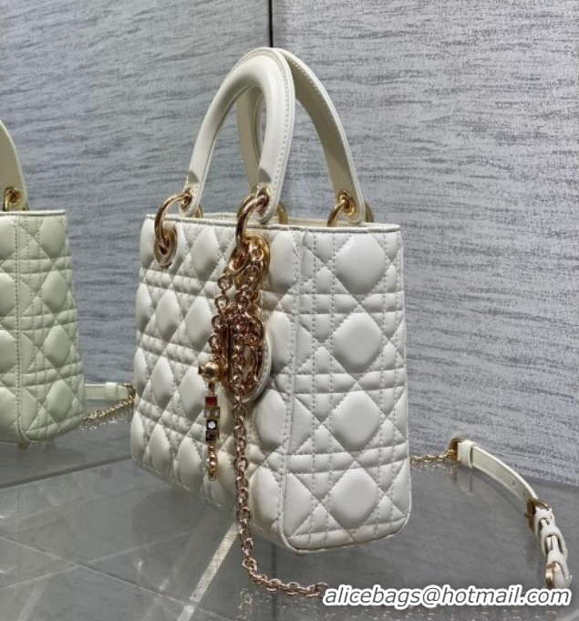 Duplicate Dior Small Lady Dior My ABCDior Bag in Cannage Lambskin Leather DR012602 White 2026