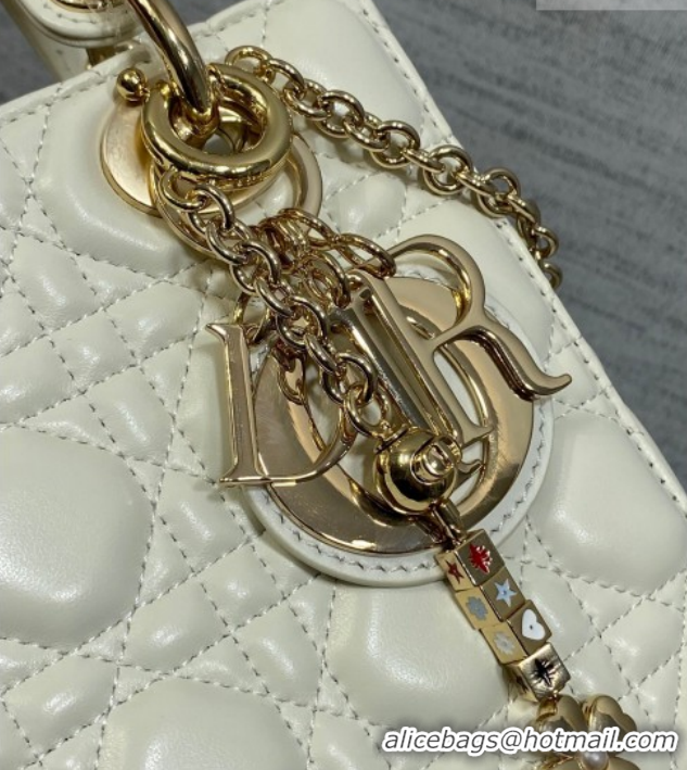 Duplicate Dior Small Lady Dior My ABCDior Bag in Cannage Lambskin Leather DR012602 White 2026
