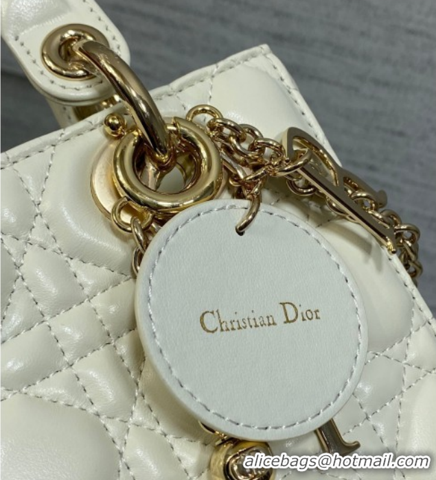 Duplicate Dior Small Lady Dior My ABCDior Bag in Cannage Lambskin Leather DR012602 White 2026