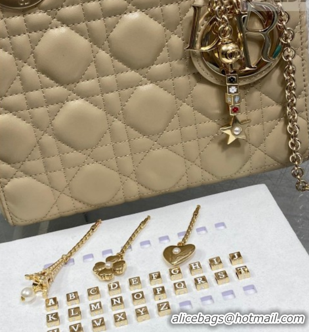 Sophisticated Dior Small Lady Dior My ABCDior Bag in Cannage Lambskin Leather DR012602 Beige 2026