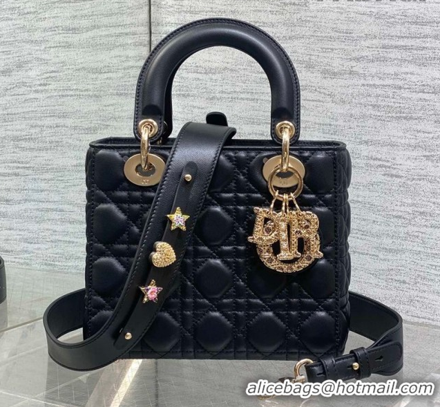 Luxury Dior Small Lady Dior My ABCDior Bag in Cannage Lambskin Leather with Openwork Charm Black DR012603 2026