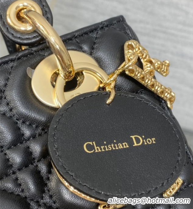 Luxury Dior Small Lady Dior My ABCDior Bag in Cannage Lambskin Leather with Openwork Charm Black DR012603 2026