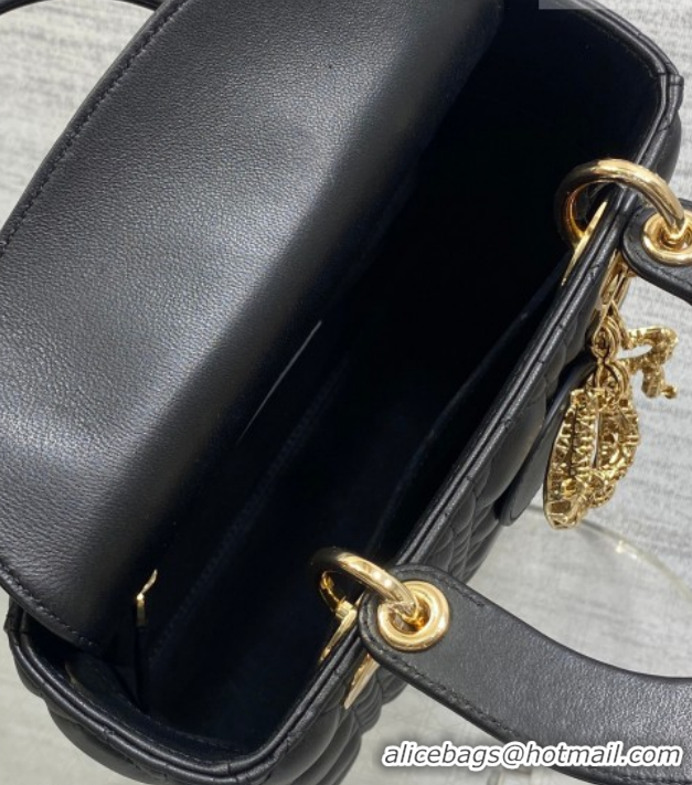 Luxury Dior Small Lady Dior My ABCDior Bag in Cannage Lambskin Leather with Openwork Charm Black DR012603 2026