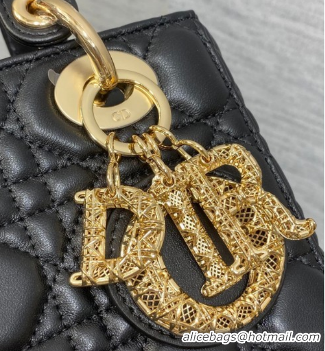 Luxury Dior Small Lady Dior My ABCDior Bag in Cannage Lambskin Leather with Openwork Charm Black DR012603 2026