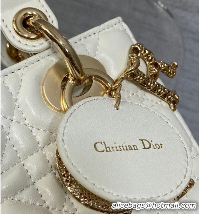 Fashion Dior Small Lady Dior My ABCDior Bag in Cannage Lambskin Leather with Openwork Charm DR012603 White 2026