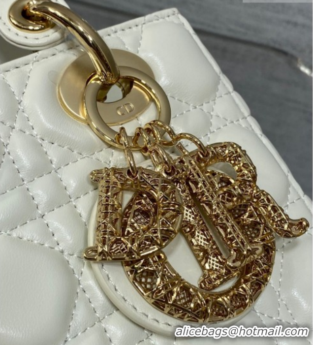 Fashion Dior Small Lady Dior My ABCDior Bag in Cannage Lambskin Leather with Openwork Charm DR012603 White 2026