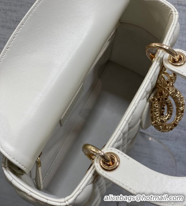 Fashion Dior Small Lady Dior My ABCDior Bag in Cannage Lambskin Leather with Openwork Charm DR012603 White 2026