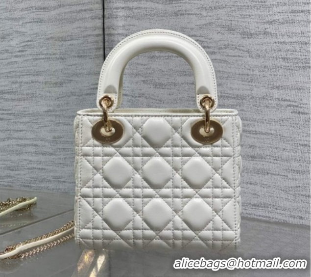 Sophisticated Dior Mini Lady Dior Bag in Cannage Lambskin Leather with Openwork Charm DR012603 White 2026