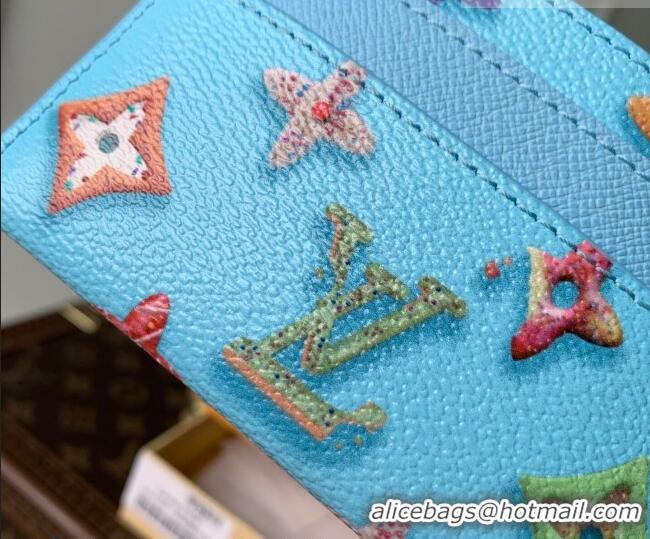 Best Price Louis Vuitton Double Card Holder in Monogram Donuts Canvas M28284 Blueberry Blue 2026