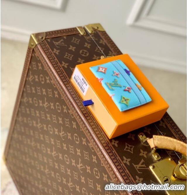 Best Price Louis Vuitton Double Card Holder in Monogram Donuts Canvas M28284 Blueberry Blue 2026