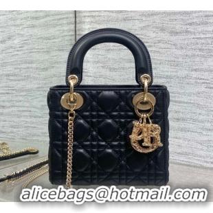 Cheap Price Dior Mini Lady Dior Bag in Cannage Lambskin Leather with Openwork Charm DR012603 Black 2026