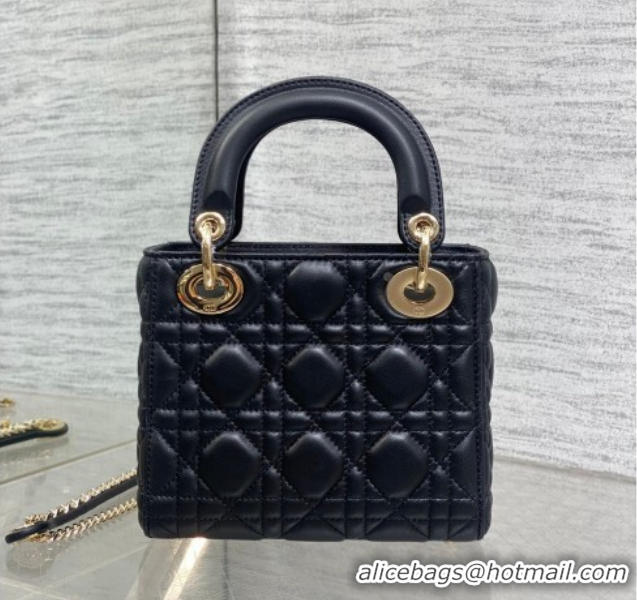 Cheap Price Dior Mini Lady Dior Bag in Cannage Lambskin Leather with Openwork Charm DR012603 Black 2026
