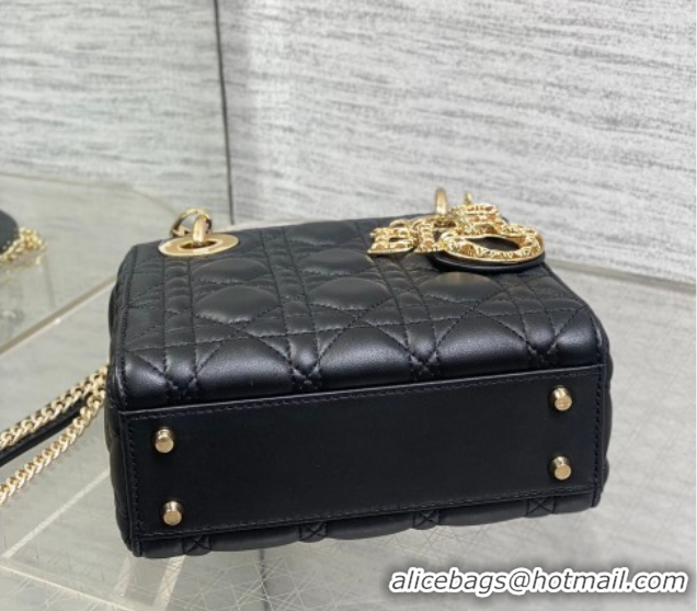 Cheap Price Dior Mini Lady Dior Bag in Cannage Lambskin Leather with Openwork Charm DR012603 Black 2026
