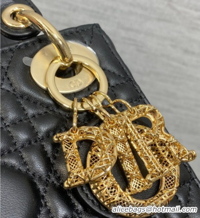 Cheap Price Dior Mini Lady Dior Bag in Cannage Lambskin Leather with Openwork Charm DR012603 Black 2026