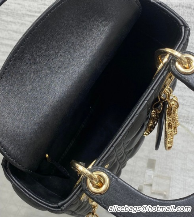 Cheap Price Dior Mini Lady Dior Bag in Cannage Lambskin Leather with Openwork Charm DR012603 Black 2026