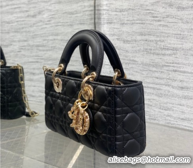 Grade Quality Dior Small Lady D-Joy Bag in Cannage Lambskin Leather with Openwork Charm DR012603 Black 2026