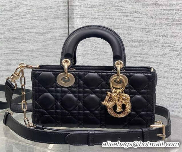 Grade Quality Dior Small Lady D-Joy Bag in Cannage Lambskin Leather with Openwork Charm DR012603 Black 2026
