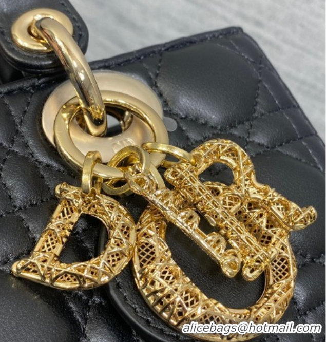 Grade Quality Dior Small Lady D-Joy Bag in Cannage Lambskin Leather with Openwork Charm DR012603 Black 2026