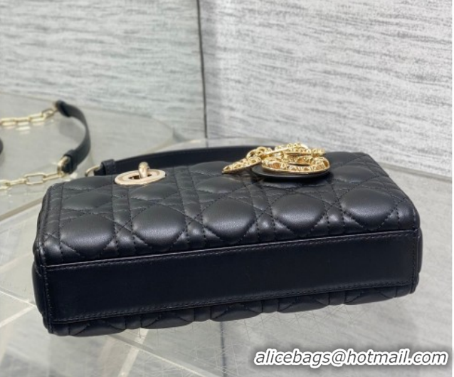 Grade Quality Dior Small Lady D-Joy Bag in Cannage Lambskin Leather with Openwork Charm DR012603 Black 2026