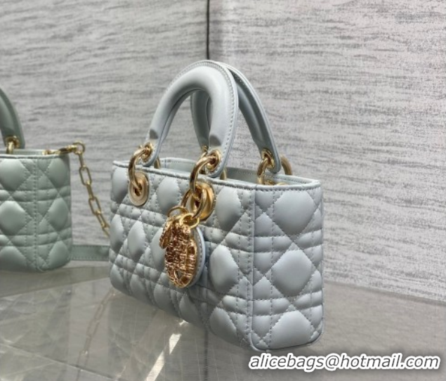 Best Price Dior Small Lady D-Joy Bag in Cannage Lambskin Leather with Openwork Charm DR012603 Blue 2026