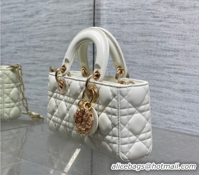 Unique Style Dior Small Lady D-Joy Bag in Cannage Lambskin Leather with Openwork Charm DR012603 White 2026