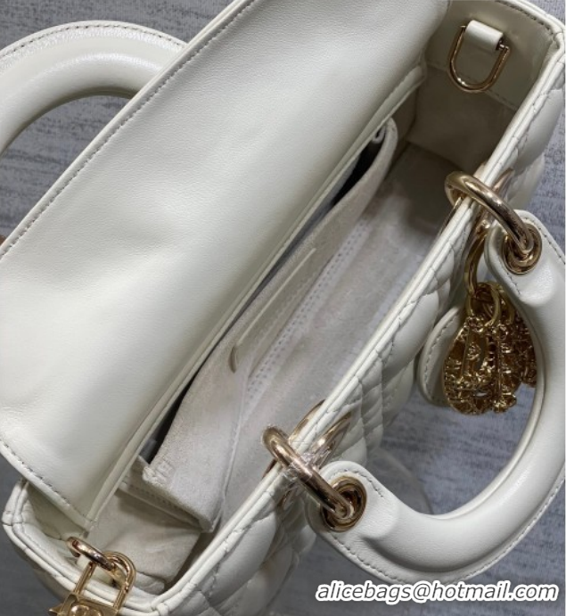 Unique Style Dior Small Lady D-Joy Bag in Cannage Lambskin Leather with Openwork Charm DR012603 White 2026