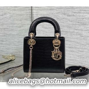 Best Product Dior Mini Lady Dior Bag in Lizard Embossed Leather Black/Gold DR012604 2026