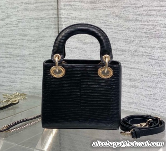 Best Product Dior Mini Lady Dior Bag in Lizard Embossed Leather Black/Gold DR012604 2026