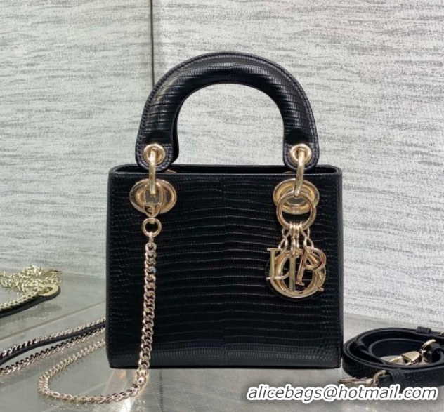 Best Product Dior Mini Lady Dior Bag in Lizard Embossed Leather Black/Gold DR012604 2026