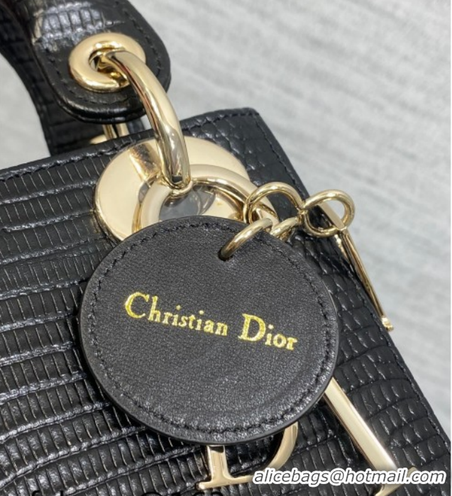 Best Product Dior Mini Lady Dior Bag in Lizard Embossed Leather Black/Gold DR012604 2026