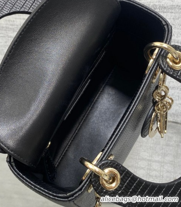 Best Product Dior Mini Lady Dior Bag in Lizard Embossed Leather Black/Gold DR012604 2026