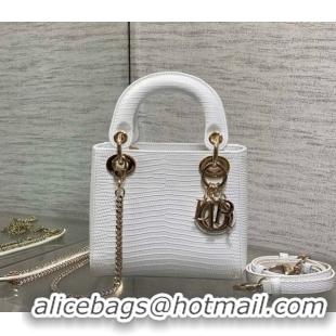 Pretty Style Dior Mini Lady Dior Bag in Lizard Embossed Leather DR012604 White/Gold 2026