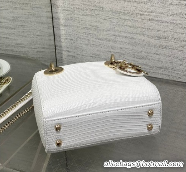 Pretty Style Dior Mini Lady Dior Bag in Lizard Embossed Leather DR012604 White/Gold 2026