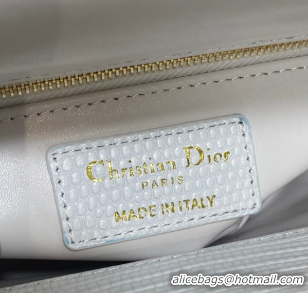 Pretty Style Dior Mini Lady Dior Bag in Lizard Embossed Leather DR012604 White/Gold 2026