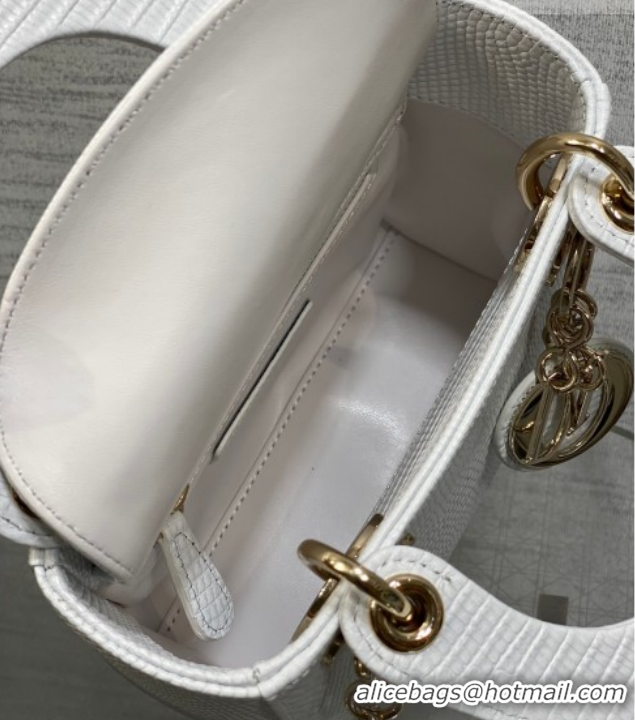 Pretty Style Dior Mini Lady Dior Bag in Lizard Embossed Leather DR012604 White/Gold 2026