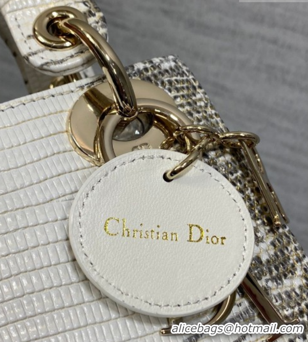 Good Product Dior Mini Lady Dior Bag in Lizard Embossed Leather DR012604 White/Grey 2026