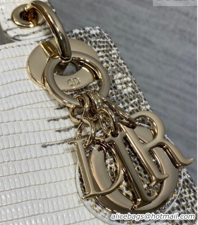 Good Product Dior Mini Lady Dior Bag in Lizard Embossed Leather DR012604 White/Grey 2026