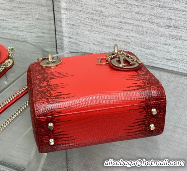 Good Quality Dior Mini Lady Dior Bag in Lizard Embossed Leather DR012604 Red 2026