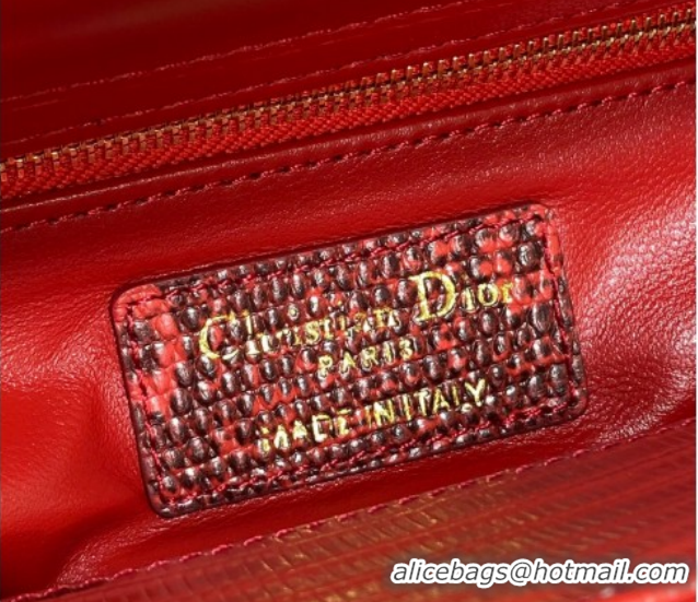 Good Quality Dior Mini Lady Dior Bag in Lizard Embossed Leather DR012604 Red 2026
