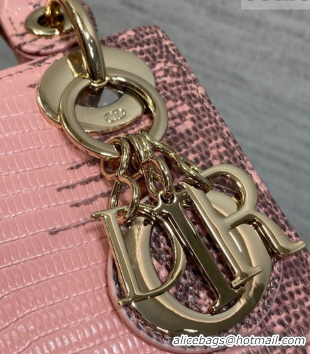 Top Grade Dior Mini Lady Dior Bag in Lizard Embossed Leather DR012604 Light Pink 2026