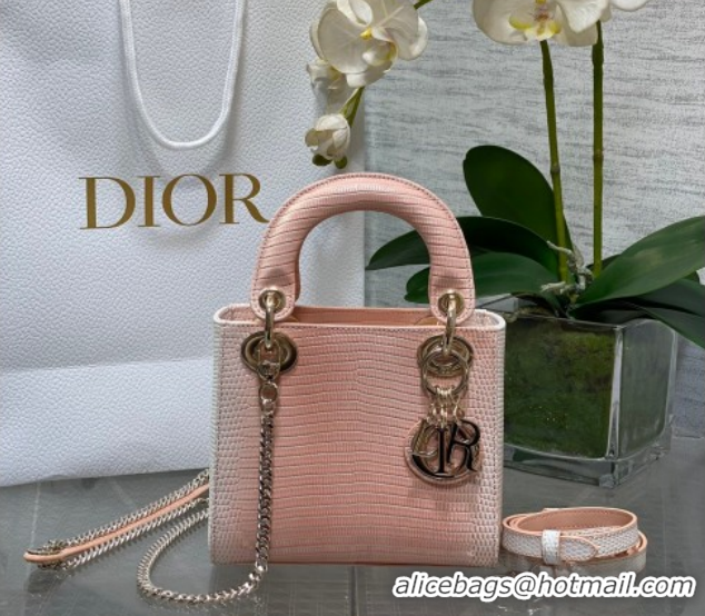 Best Grade Dior Mini Lady Dior Bag in Lizard Embossed Leather DR012604 Peachy Pink 2026